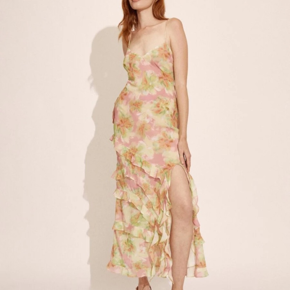 Bardot Cantara Ruffle Trim Maxi Dress